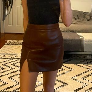 Aritzia Brown Vegan Leather Skirt
